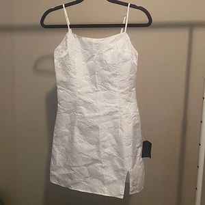Lulus White Floral Jacquard Mini Dress